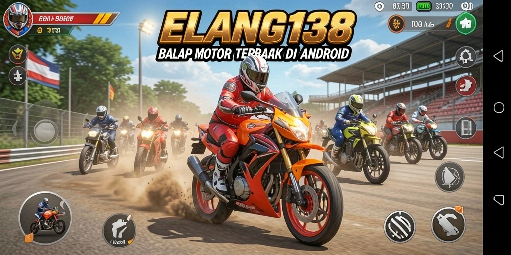 Tampilan gameplay balap motor yang seru dan mendebarkan.