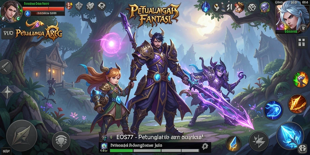 Tampilan menarik dari gameplay ARPG EOS77 dengan pertarungan seru.