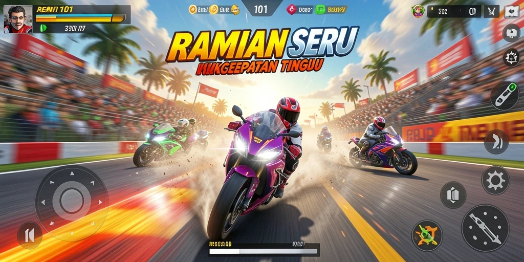 Gameplay balapan seru di REMI101 dengan kendaraan berbagai jenis.