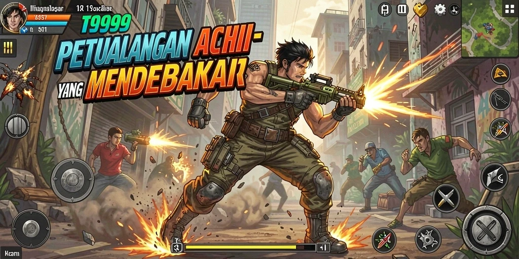 Tangkapan layar gameplay T9999 yang penuh aksi dan seru.